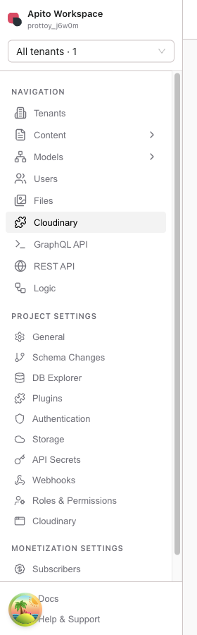 Files then Cloudinary in the project sidebar